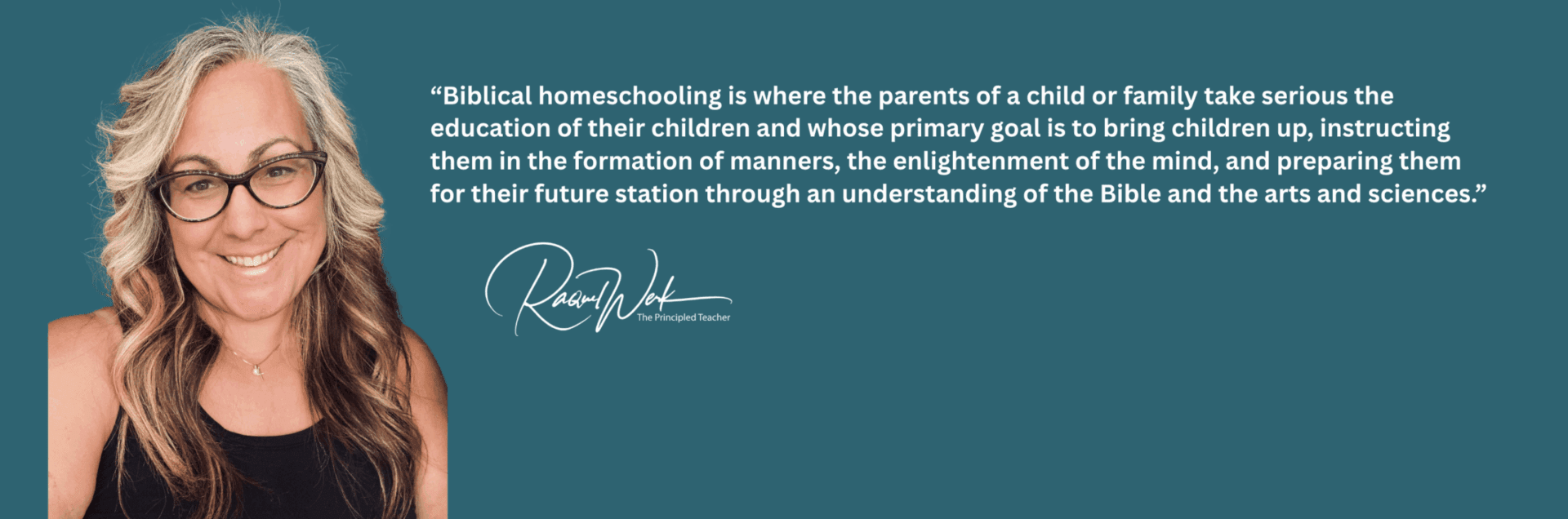 Woman smiling with homeschooling quote background.